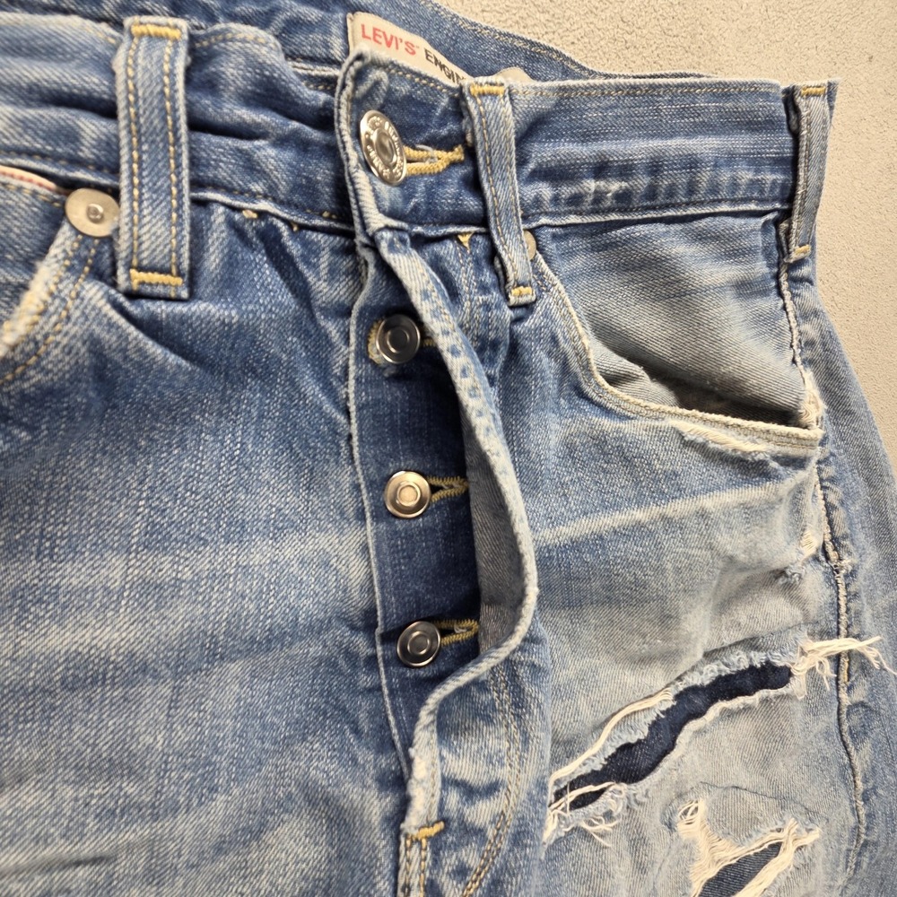 Vintage Levis Engineered Jeans Mens 31x27 Blue Twisted Button Fly Thrashed - Picture 16 of 16